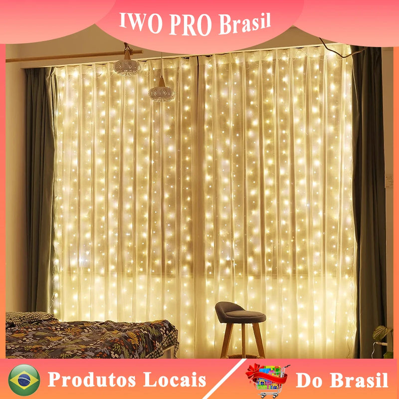 Cortina/Janela com luzes de LED